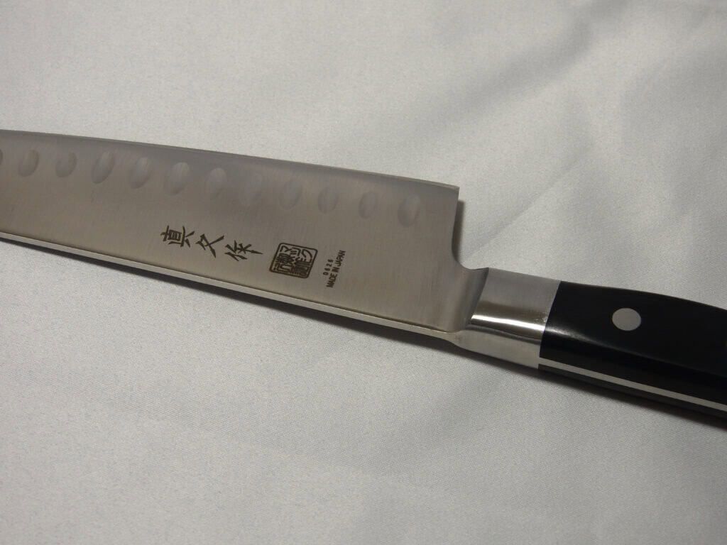 MAC Professional knife blade with hollow edge and Made in Japan engraving