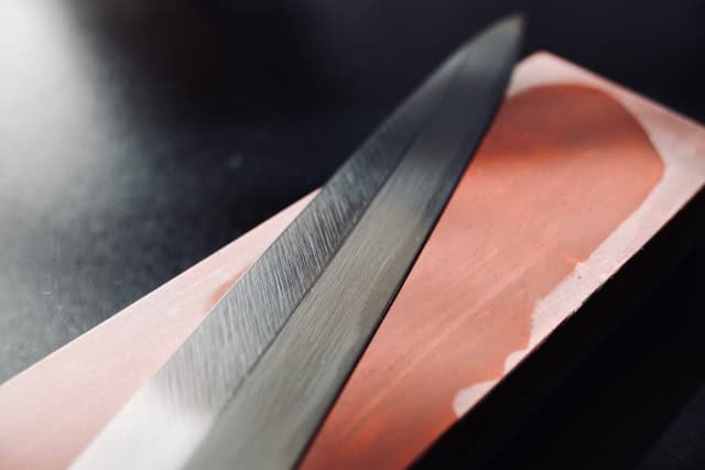 Sharpening a Japanese knife on a whetstone