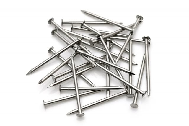 Pile of hand-forged metal nails, the origin of Tsubame-Sanjo's metalworking industry