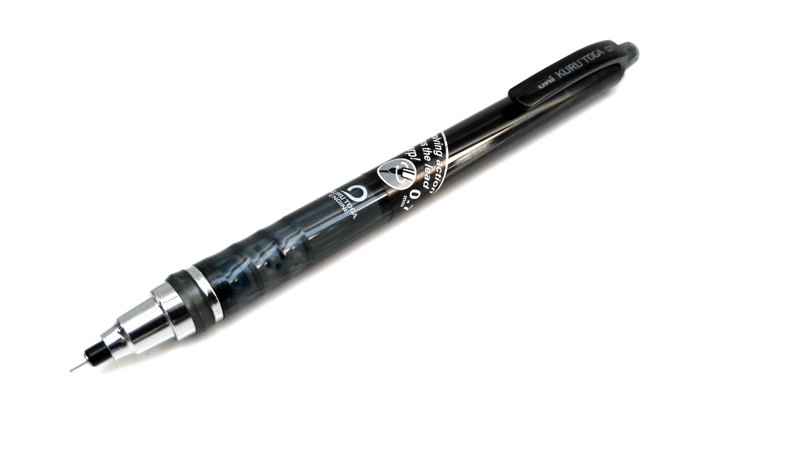 Blue and black Uni Kuru Toga 0.7 mechanical pencils