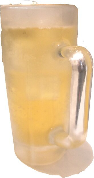 Japanese whisky highball served in a glass mug with ice